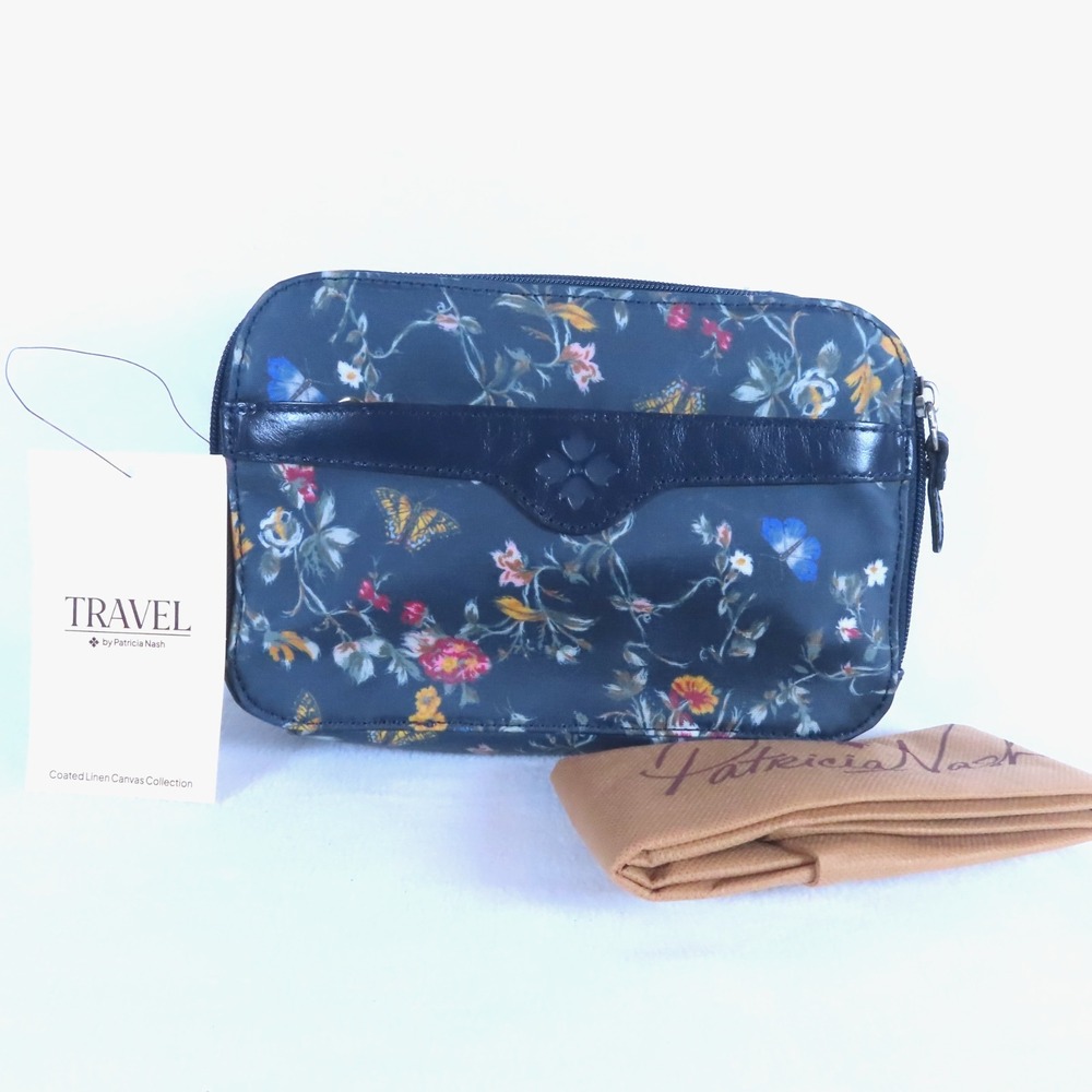 Patricia Nash Women Coated Canvas Gabella Cosmetic Case Garden Black Dark Floral